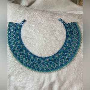 Vintage Handmade Choker Necklace‎ in Blue